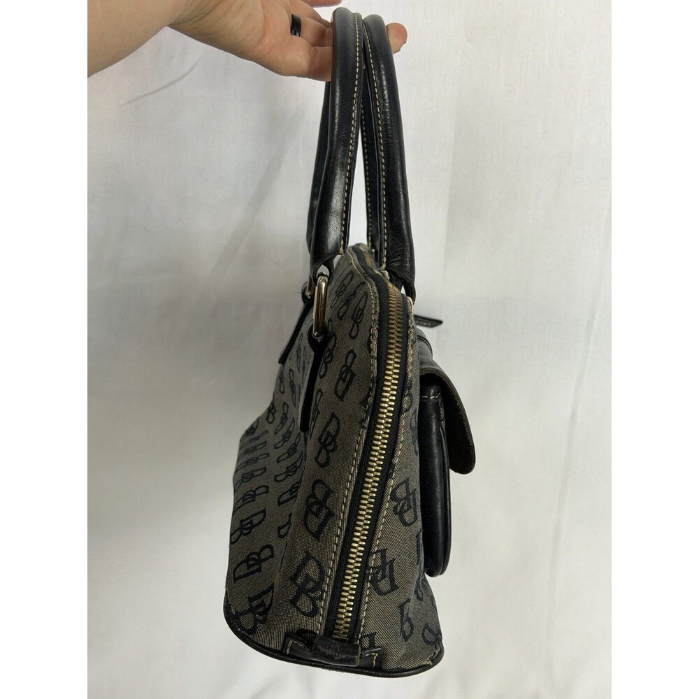 Vintage Dooney & Bourke Mini Bag Black & Gray Monogram DB Black Leather - Picture 4 of 16